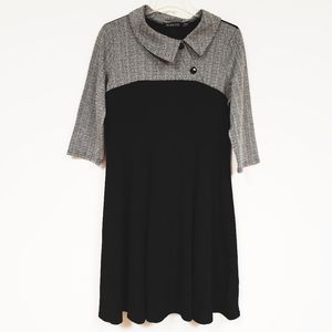 3/4 Sleeve A-Line Colorblock Retro Midi Dress